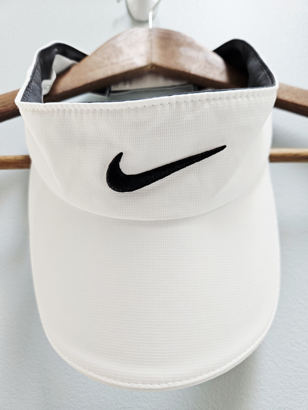 Nike White Visor with Black Swoosh
